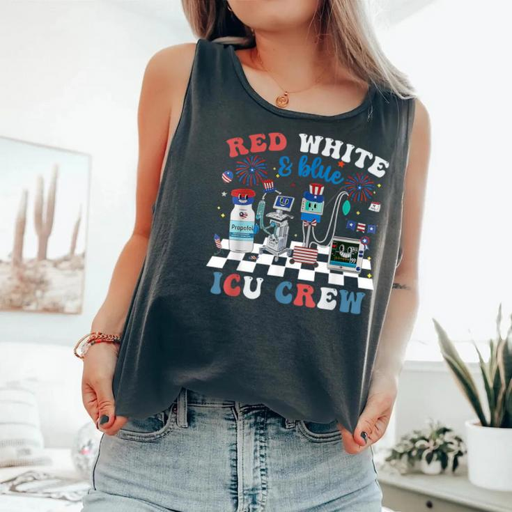 Red White Blue Icu Nurse Crew 4Th Of July Independence Day Comfort Colors Tank Top