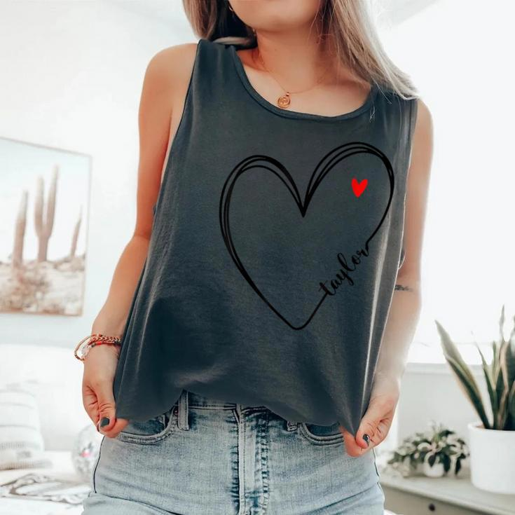 Taylor First Name I Love Taylor Girl With Heart Comfort Colors Tank Top