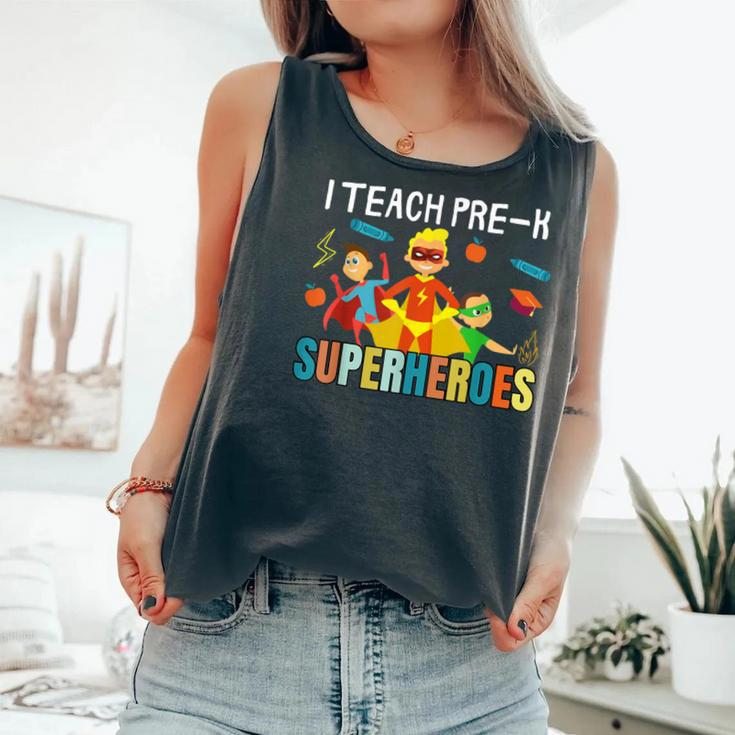 I Teach Pre K Superheroes Kindergarten Teacher Comfort Colors Tank Top