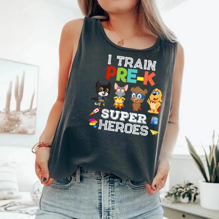 I Train Pre-K Superheroes Back To School Teacher Gif Comfort Colors Tank Top