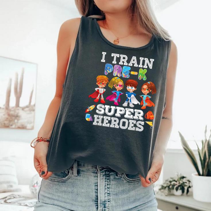 I Train Pre-K Superheroes Back To School Teacher Kid Comfort Colors Tank Top