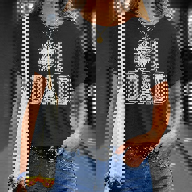 1 Dad Best Dad Fathers Day Number One Dad T-Shirt Gifts for Her