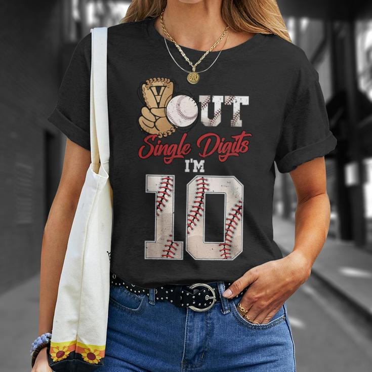 10Th Birthday Boys Baseball Peace Out Single Digits T-Shirt Gifts for Her