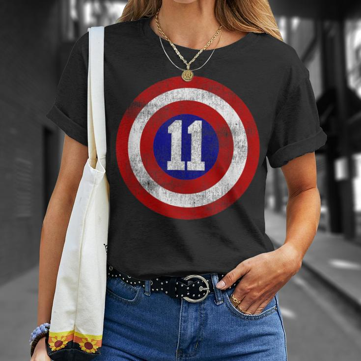 11 Year Old 11Th Birthday Party Distressed Captain Sheild T-Shirt Gifts for Her