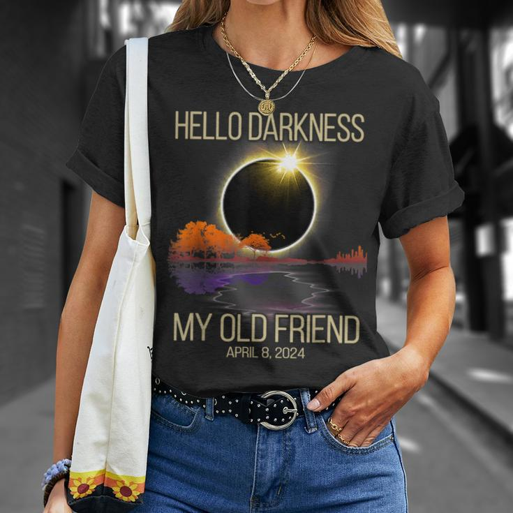 2024 Solar Eclipse April 08 2024 Hello Darkness My Old T-Shirt Gifts for Her