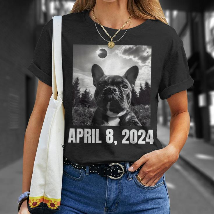 2024 Solar Eclipse French Bulldog Selfie T-Shirt Gifts for Her