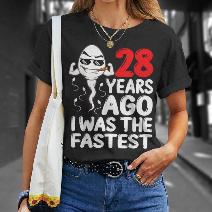 28Th Birthday Gag Dress 28 Years Ago I Was The Fastest T-Shirt Gifts for Her