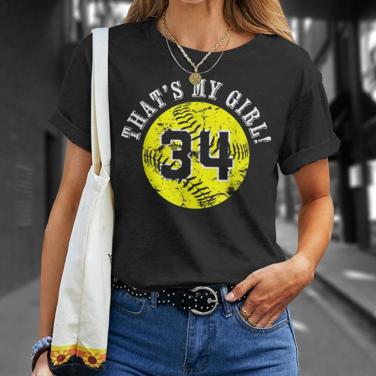 34 Softball Player That's My Girl Cheer Mom Dad Team Coach T-Shirt Gifts for Her