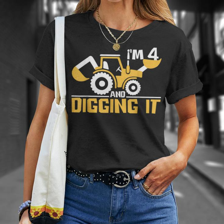 Im 4 And Digging It Boy 4 Year Old 4Th Birthday Construction T-Shirt Gifts for Her