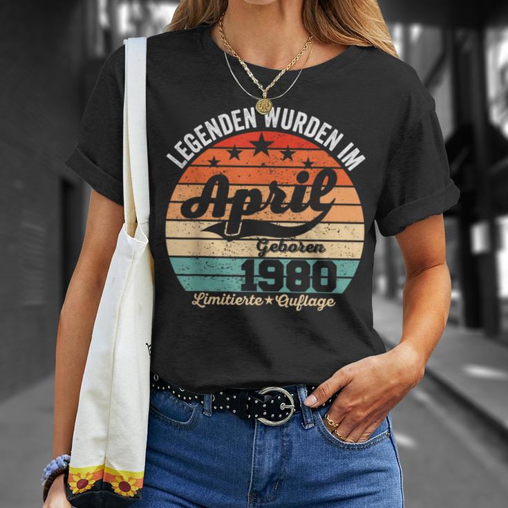 44 Geburtstag Geschenk Mann Legenden Sind Im April 1980 T-Shirt Geschenke für Sie