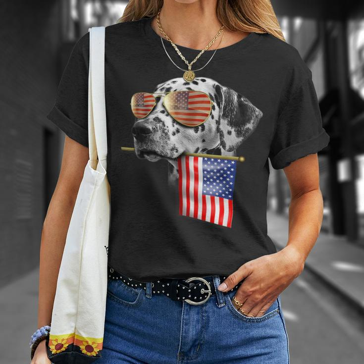 4Th Of July Fun American Flag Dalmatian Dog Lover T-Shirt Gifts for Her
