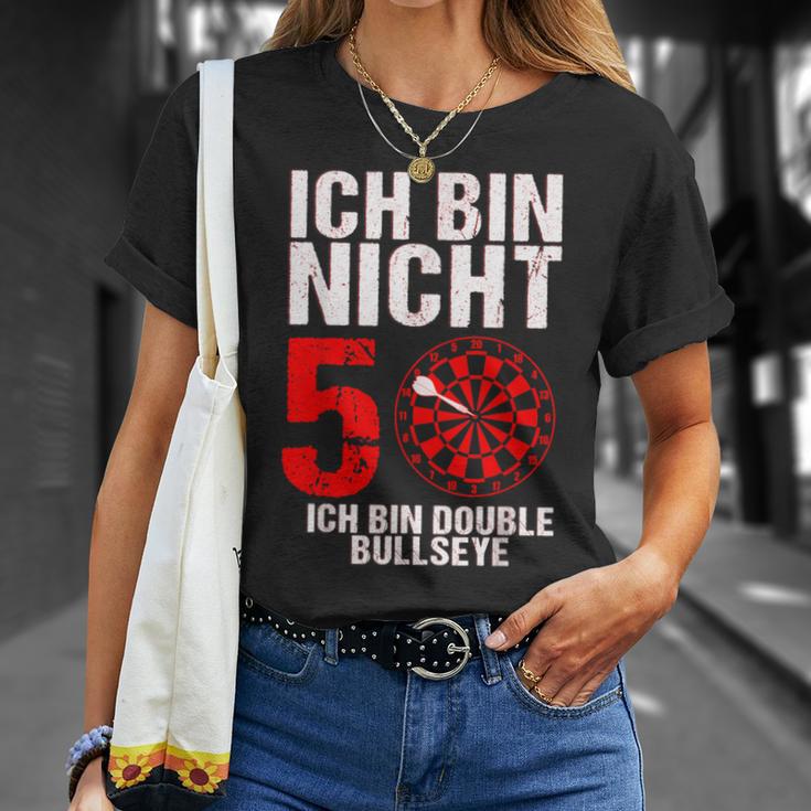 50 Geburtstag Geschenk Lustiges Dart Spruch Double Bullseye T-Shirt Geschenke für Sie