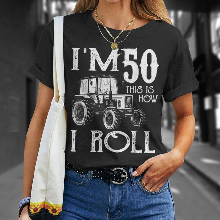 50Th Birthday Tractor Farmer Rancher 50 Years Old T-Shirt Gifts for Her