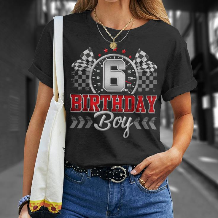 6 Six Year Old Race Car 6Th Birthday Boy 6Yr Racing Pit Crew T-Shirt Gifts for Her