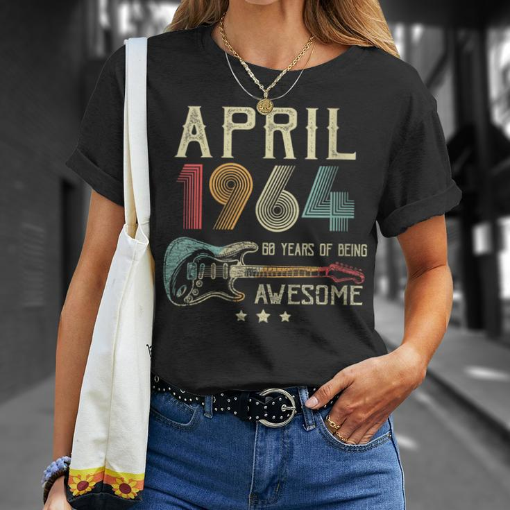 60Th Birthday Guitar Lover Vintage April 1964 60 Year Old T-Shirt Gifts for Her