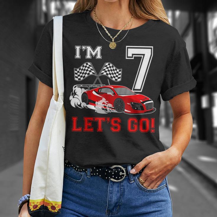 7 Year Old Race Car 7Th Birthday Racecar Racing Boy T-Shirt Gifts for Her