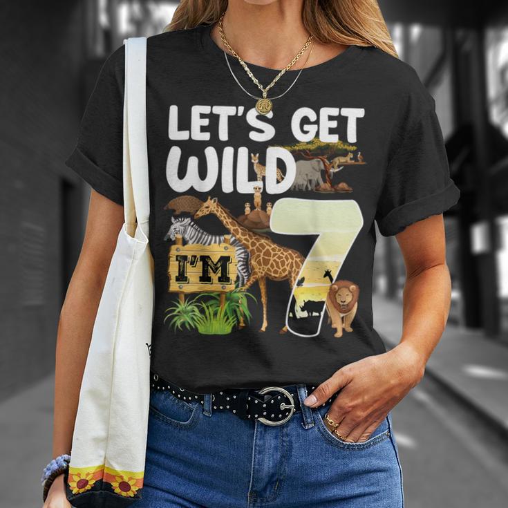 7 Year Old Zoo Birthday Safari Jungle Animal 7Th B-Day T-Shirt Gifts for Her