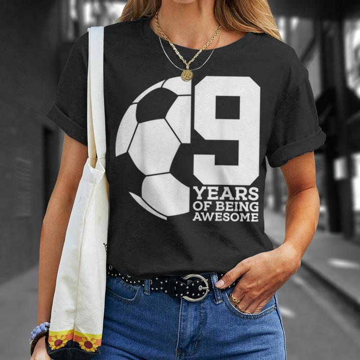 9 Years Of Being Awesome Soccer 9Th Birthday T-Shirt Gifts for Her