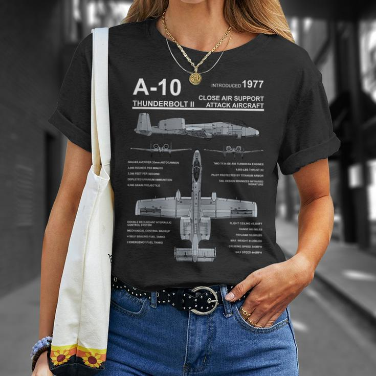 A-10 Thunderbolt Ii Warthog Military Jet Spec Diagram T-Shirt Gifts for Her