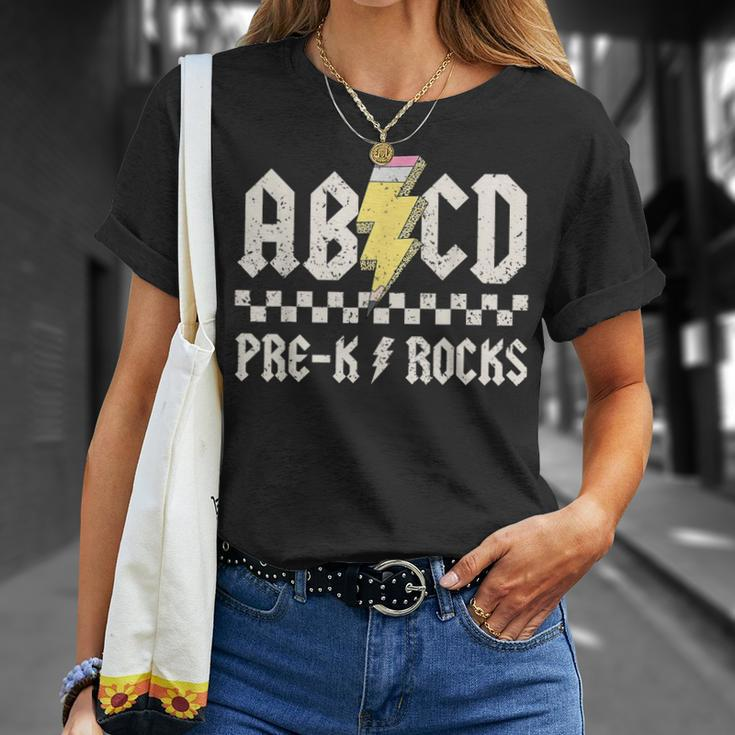Abcd Pre-K Rocks Pencil Lightning Leopard Students Teachers T-Shirt Gifts for Her
