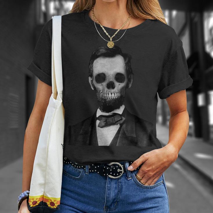 Abraham Lincoln America Dead Zombie Skull T-Shirt Gifts for Her