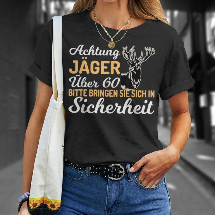 Achtung Jäger Über 60 Hunter 60Th Birthday T-Shirt Geschenke für Sie
