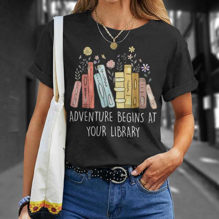 Adventure Begins At Your Library Summer Reading 2024 Books T-Shirt Gifts for Her