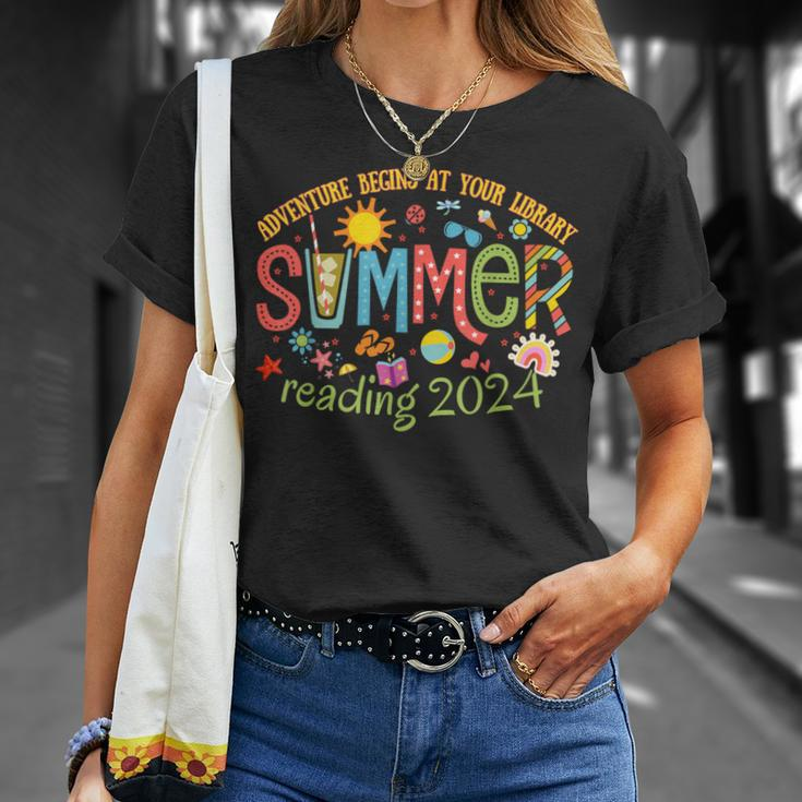 Adventure Begins At Your Library Summer Reading Program 2024 T-Shirt Gifts for Her