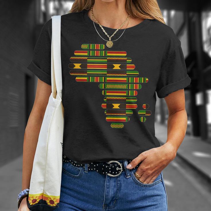 Africa Map Kente Pattern Green Ghana Style West African T-Shirt Gifts for Her