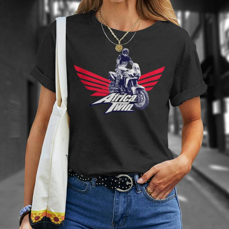 Africa Touring Twin Motorcycle Stripes Logo T-Shirt Gifts for Her