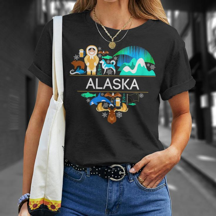Alaska Icon Heart With Alaska Alaskan Pride T-Shirt Gifts for Her
