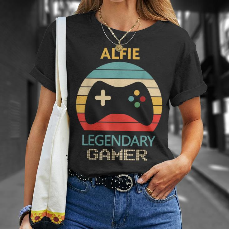 Alfie Name Personalised Legendary Gamer T-Shirt Gifts for Her