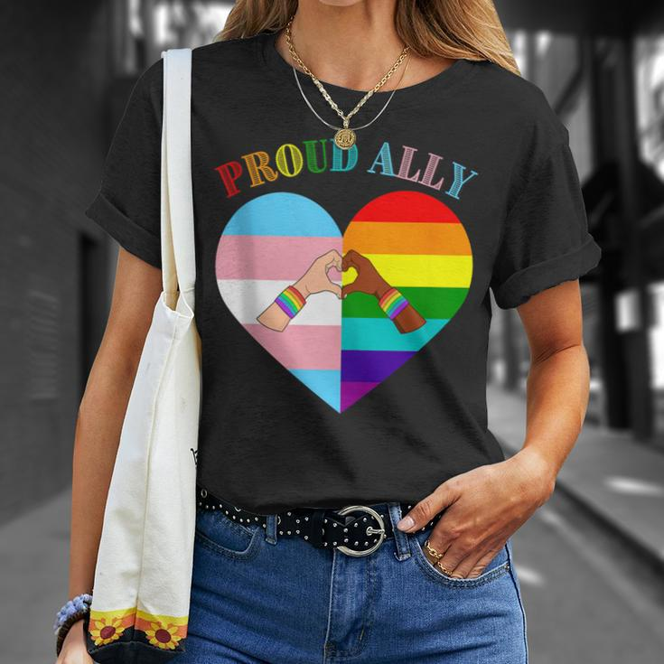 Ally Rainbow Flag Heart Lgbt Gay Lesbian Support Pride Month T-Shirt Gifts for Her