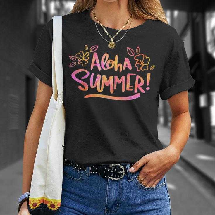 Aloha Sommer Unisex T-Shirt mit Blumenmuster, Schwarz Geschenke für Sie