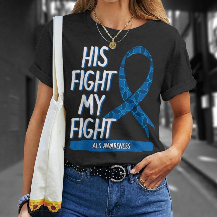 Als Awareness Ribbon Mnd Lou Gehrig's Disease Blue T-Shirt Gifts for Her