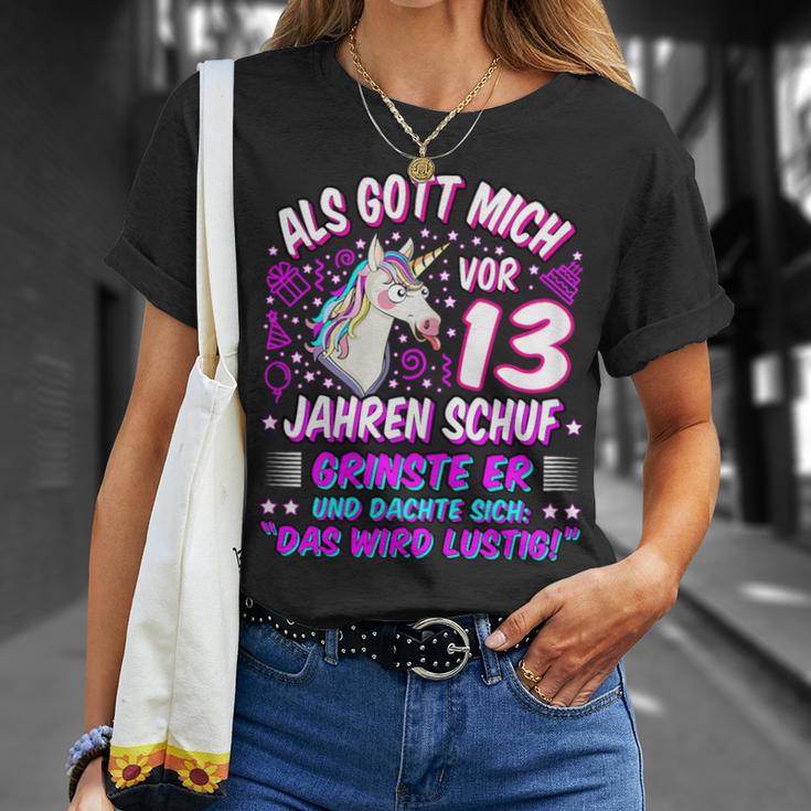 Als Gott Mich Vor 13 Jahen Auf Grinste Er 13Th Birthday T-Shirt Geschenke für Sie