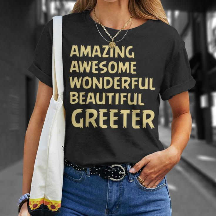Amazing Awesome Wonderful Beautiful Greeter Birthday Present T-Shirt Gifts for Her