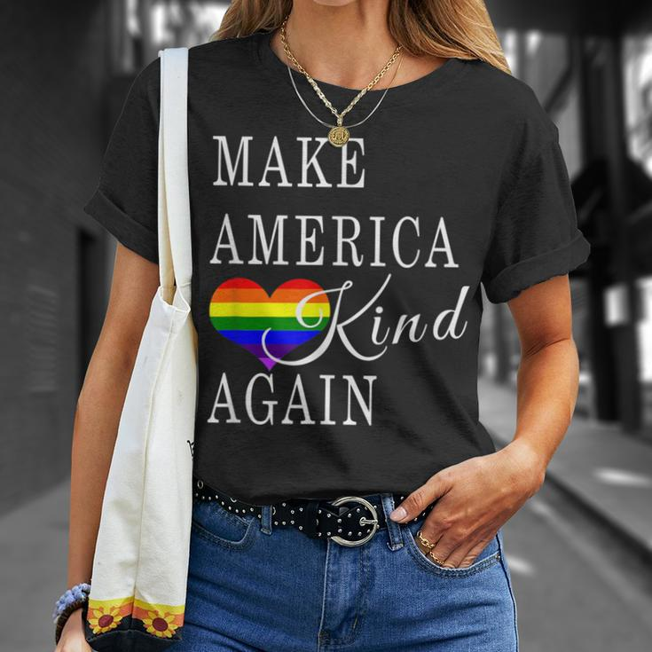 Make America Kind Again Gay Pride Lgbtq Advocate T-Shirt Gifts for Her