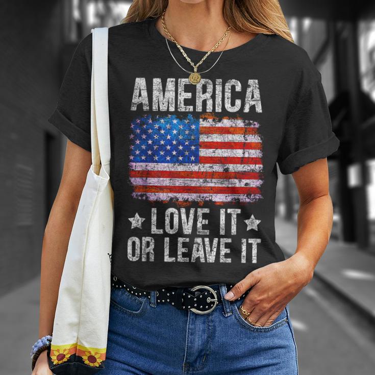 America Love It Or Leave It Patriotic Phrase T-Shirt Gifts for Her