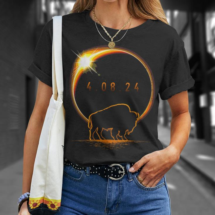 American Bison Buffalo Solar 2024 Eclipse T-Shirt Gifts for Her