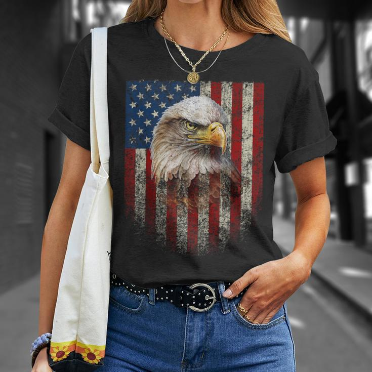 American Flag Bald Eagle Patriotic Red White Blue T-Shirt Gifts for Her