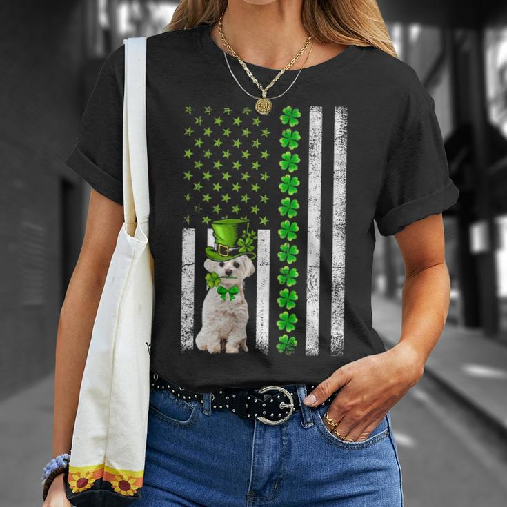 American Flag Maltese Dog St Patricks Day T-Shirt Gifts for Her