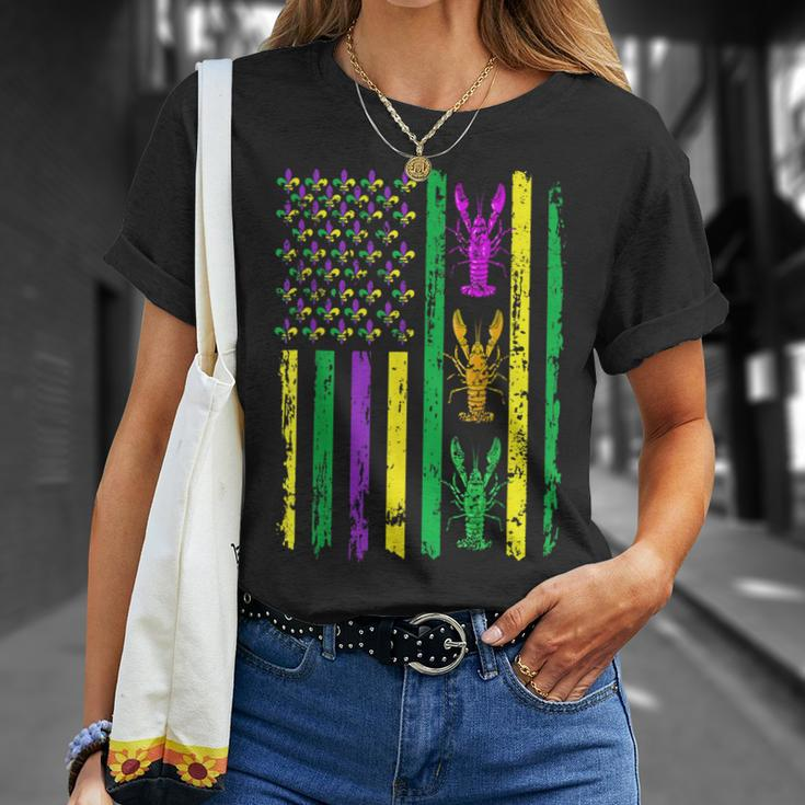 American Flag Mardi Gras Mardi Gras Crawfish Outfit T-Shirt Gifts for Her