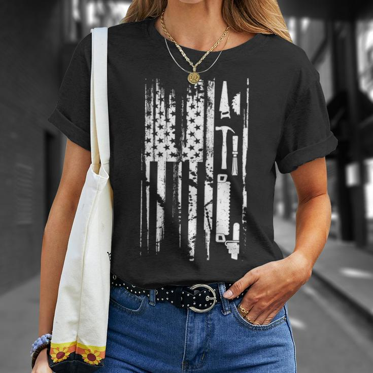 American Flag Woodworking Gif Carpenter Wood Working T-Shirt Gifts for Her