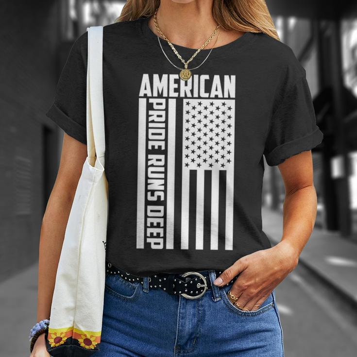 American Pride Runs Deep I Usa Flag T-Shirt Gifts for Her