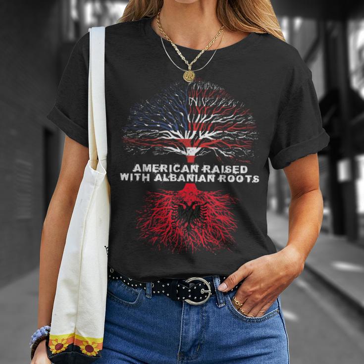 American Raised With Albanian Roots Albania T-Shirt Gifts for Her