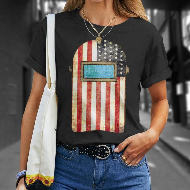 American Welder Us Flag Welding Hood T-Shirt Gifts for Her