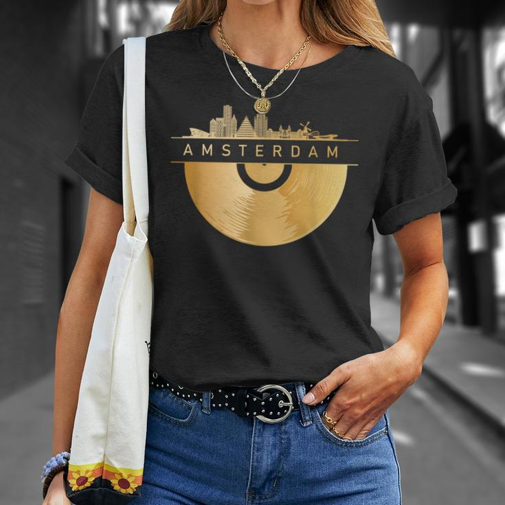 Amsterdam Skyline Musik Schallplatte Djintage Amsterdam T-Shirt Geschenke für Sie