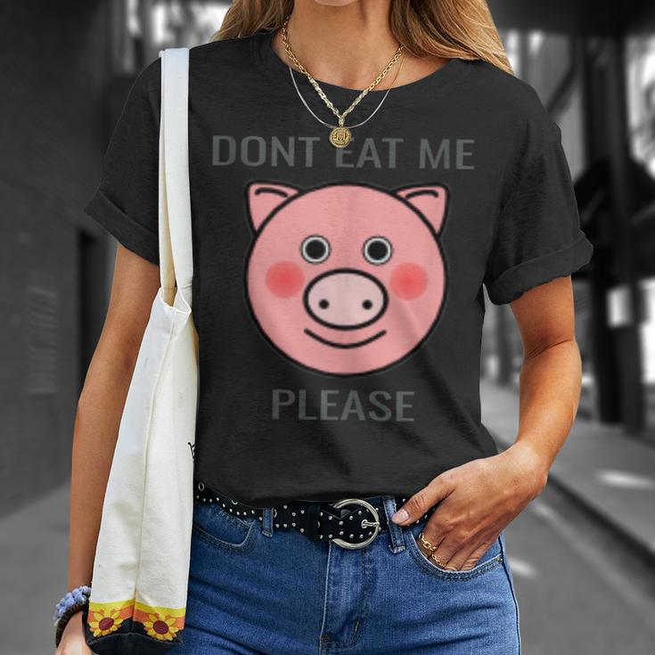 Animal Lover Distressed Text Don't Eat Me Pig T-Shirt Gifts for Her