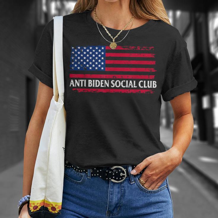 Anti Biden Social Club American Flag Retro Vintage T-Shirt Gifts for Her